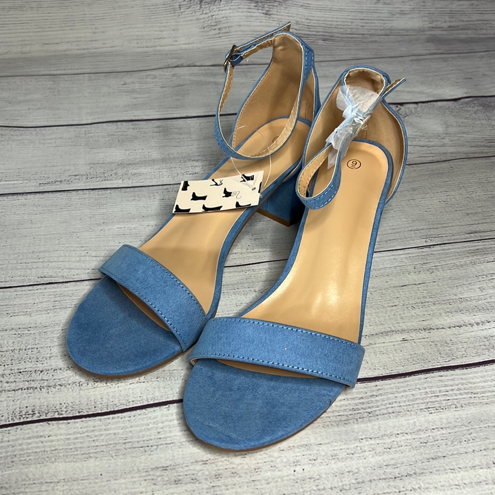 Light blue chunky heel